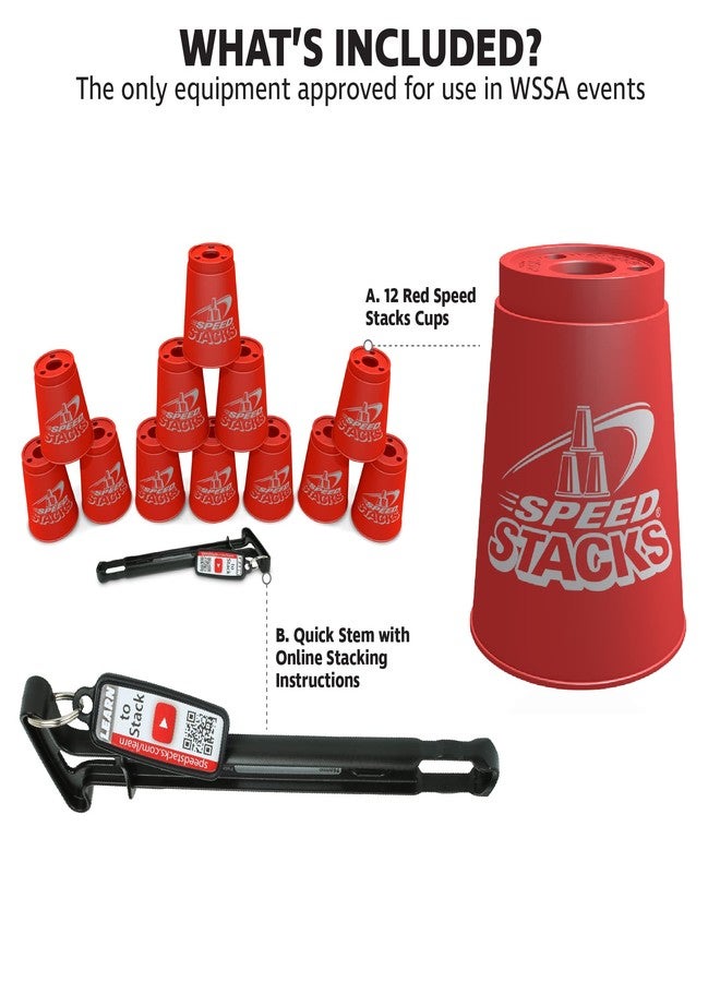 سبيد ستاكس مجموعة Speed Stacks | مجموعة تكديس رياضية رسمية، أحمر - 12 كوبًا وقاعدة تثبيت | مواد عالية الجودة، احتكاك منخفض | معتمدة من WSSA - Image 5